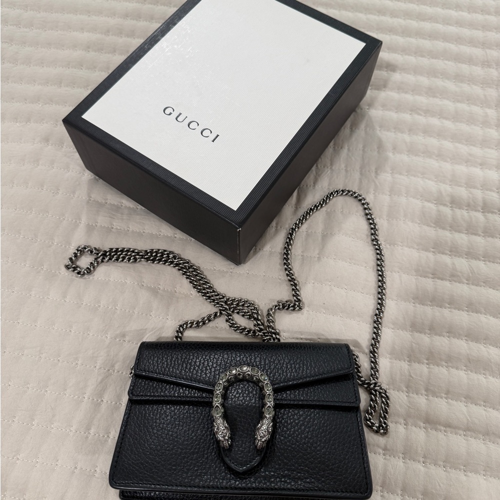 Gucci Black Leather Crossbody with Chain